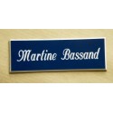 plaque de porte personnalisée "calligraphie" bleu marine format 50 x 150 mm 1 ligne