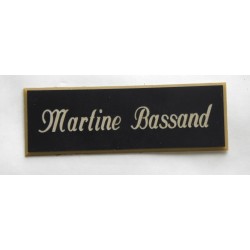 plaque de porte personnalisée "calligraphie" noire et or format 50 x 150 mm 1 ligne