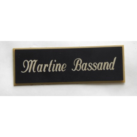 plaque de porte personnalisée "calligraphie" noire et or format 50 x 150 mm 1 ligne