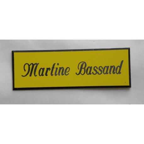 plaque de porte personnalisée "calligraphie" jaune format 50 x 150 mm 1 ligne