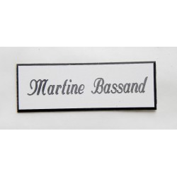 plaque de porte personnalisée "calligraphie" blanche format 50 x 150 mm 1 ligne
