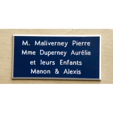 plaque de porte bleu marine format 48x100 mm personnalisable 4 lignes