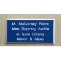 plaque de porte bleu format 48x100 mm personnalisable 4 lignes