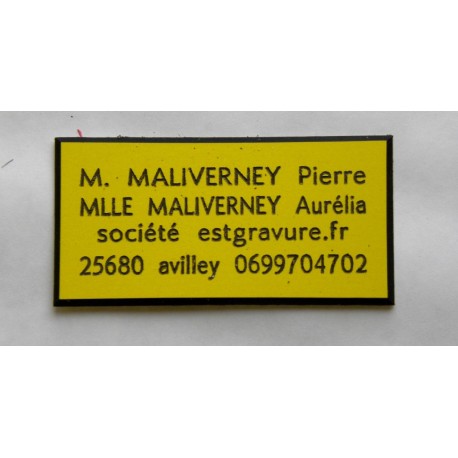 plaque de porte jaune format 48x100 mm personnalisable 4 lignes