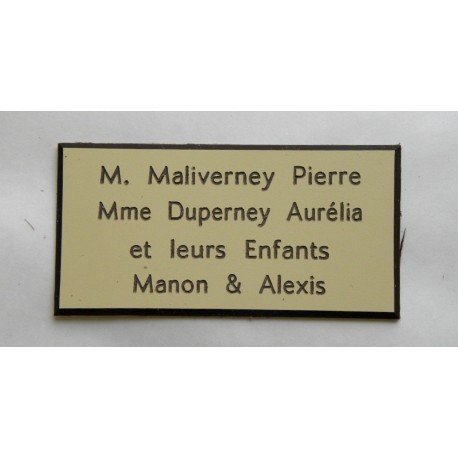 plaque de porte ivoire format 48x100 mm personnalisable 4 lignes