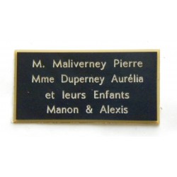 plaque de porte noire et or format 48x100 mm personnalisable 4 lignes