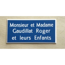 plaque de porte bleu format 48x100 mm personnalisable 3 lignes