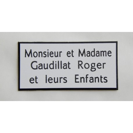 plaque de porte blanche format 48x100 mm personnalisable 3 lignes