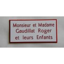plaque de porte blanche et rouge format 48x100 mm personnalisable 3 lignes