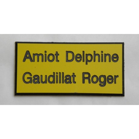 plaque de porte jaune format 48x100 mm personnalisable 2 lignes