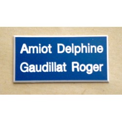 plaque de porte bleu format 48x100 mm personnalisable 2 lignes