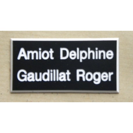 plaque de porte noire format 48x100 mm personnalisable 2 lignes