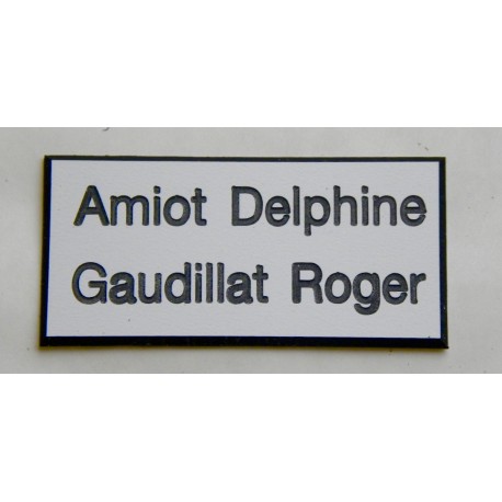 plaque de porte blanche format 48x100 mm personnalisable 2 lignes