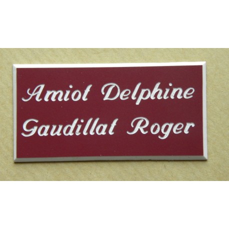 plaque de boite aux lettres,  sonnette format 25 x 50 mm personnalisable 2 lignes "anglaise"