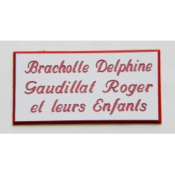 plaque de boite aux lettres,  sonnette format 25 x 50 mm personnalisable 3 lignes "anglaise"