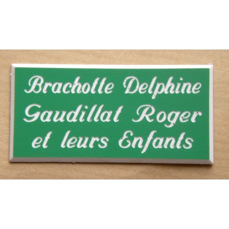 plaque de boite aux lettres,  sonnette format 25 x 50 mm personnalisable 3 lignes "anglaise"