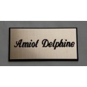 plaque de porte personnalisée "calligraphie" cuivre format 48 x 100 mm 1 ligne.