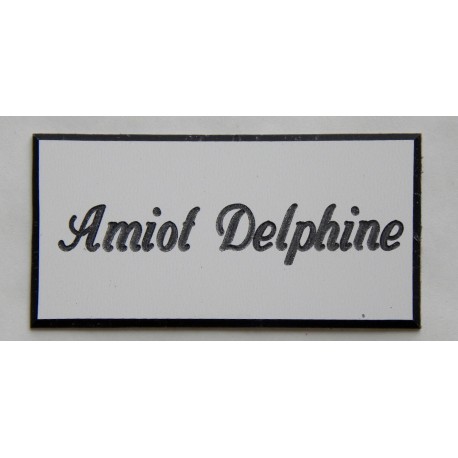 plaque de porte personnalisée "calligraphie" blanche format 48 x 100 mm 1 ligne.