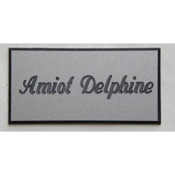 plaque de porte personnalisée "calligraphie" argentée format 48 x 100 mm 1 ligne.