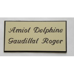 plaque de porte personnalisée "calligraphie" ivoire format 48x100 mm 2 lignes.