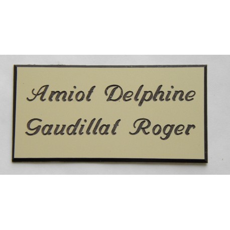 plaque de porte personnalisée "calligraphie" ivoire format 48x100 mm 2 lignes.