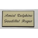 plaque de porte personnalisée "calligraphie" ivoire format 48x100 mm 2 lignes.