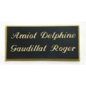 plaque de porte personnalisée "calligraphie" noire et or format 48x100 mm 2 lignes.