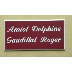 plaque de porte personnalisée "calligraphie" bordeau format 48x100 mm 2 lignes.