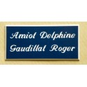 plaque de porte personnalisée "calligraphie" bleu marine format 48x100 mm 2 lignes.