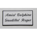 plaque de porte personnalisée "calligraphie" blanche format 48x100 mm 2 lignes.