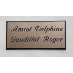 plaque de porte personnalisée "calligraphie" cuivre format 48x100 mm 2 lignes.