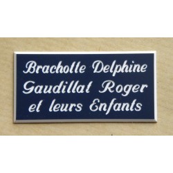 plaque de porte personnalisée "calligraphie" bleu marine format 48x100 mm 3 lignes.