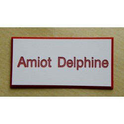 plaque de porte personnalisable blanche et rouge format 48 x 100 mm 1 ligne