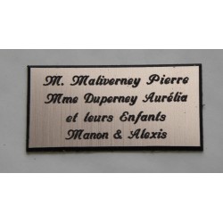 plaque de porte personnalisée "calligraphie" cuivre format 48x100 mm 4 lignes.