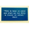 plaque adhésive "Prière de laisser cet endroit aussi propre que vous désirez le trouver en entrant merci"  bleu
