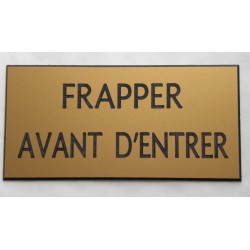plaque adhésive "FRAPPER AVANT D'ENTRER" dorée