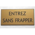 plaque adhésive "ENTREZ SANS FRAPPER" dorée