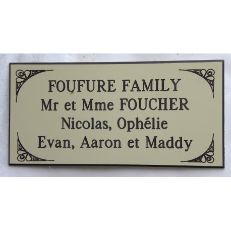 plaque de porte ivoire format 48x100 mm personnalisable 4 lignes + enjolivures