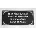 plaque de porte noire format 48x100 mm personnalisable 4 lignes + enjolivures