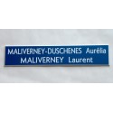 plaque de boite aux lettres,  sonnette format 20 x 100 mm personnalisable 2 lignes  fond bleu