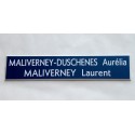 plaque de boite aux lettres,  sonnette format 20 x 100 mm personnalisable 2 lignes  fond bleu foncé