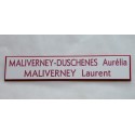 plaque de boite aux lettres,  sonnette format 20 x 100 mm personnalisable 2 lignes  fond blanc texte rouge