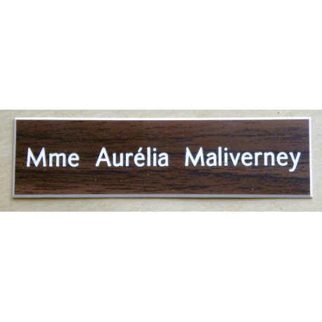 plaque de boite aux lettres, couleur noyer format 25 x 100 mm 1 ligne