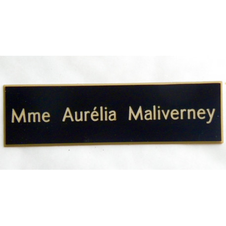 plaque de boite aux lettres, noir et or format 25 x 100 mm 1 ligne