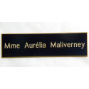 plaque de boite aux lettres, noir et or format 25 x 100 mm 1 ligne