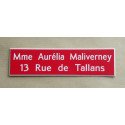Plaque de boite aux lettres rouge 2 lignes adhésive format 10 x 2,5 cm