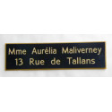 Plaque de boite aux lettres noir et or 2 lignes format 10 x 2,5 cm