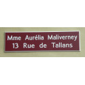 Plaque de boite aux lettres 2 lignes lie de vin format 10 x 2,5 cm
