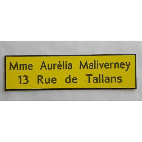 Plaque de boite aux lettres autocollante format 10 x 2,5 cm 2 lignes