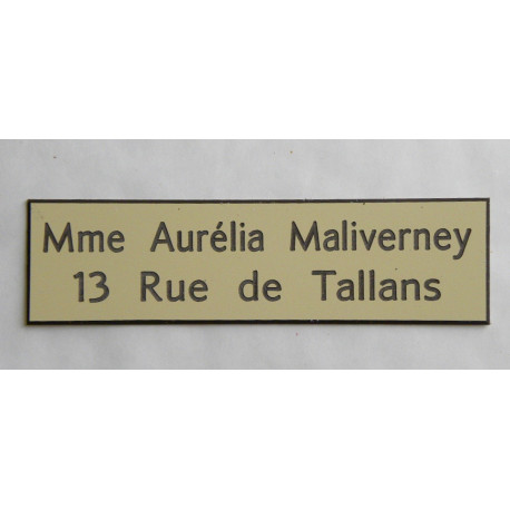 Plaque de boite aux lettres ivoire 2 lignes format 10 x 2,5 cm